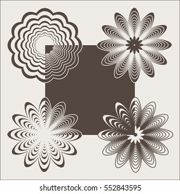 Mandala set. Monochrome decorative elements, round ornament. Vector illustration
