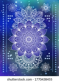 Mandala set and other elements. Geometric circle element made in vector. Mandala for decoration holiday cards, space background and sites. Kaleidoscope, medallion, yoga, India, arabic