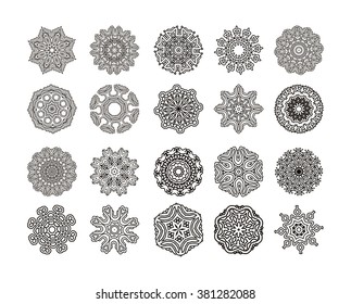 Mandala set. Round Ornament Pattern. Hand drawn background.