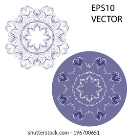 Mandala set round ornament, vector lace icon.