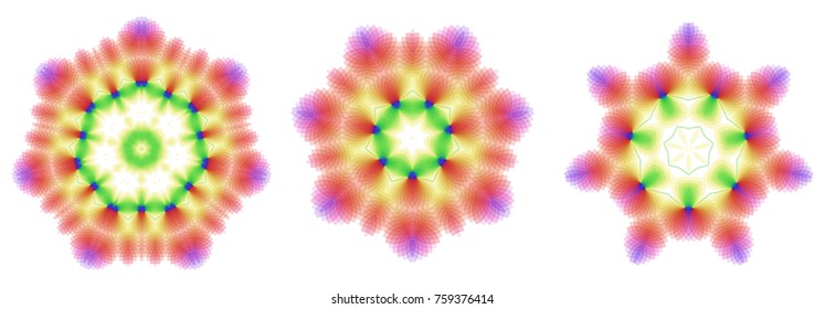 Mandala set, snowflake colorful