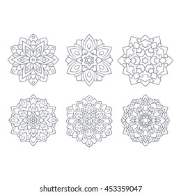 Mandala set. Tibetan mandala isolated on white background. Vintage decorative elements. Islam, Arabic, Indian, ottoman motifs.