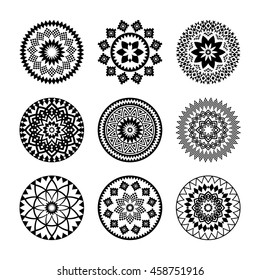 Mandala. Set of vector circle ornaments. Abstract sacred geometry