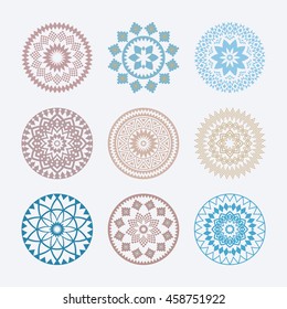 Mandala. Set of vector circle ornaments. Abstract sacred geometry