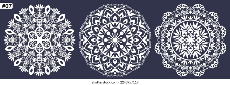 Mandala Set Vector Design Bundle for tattoo, Decorative ornament, decoration, Henna Mehndi with floral patterns