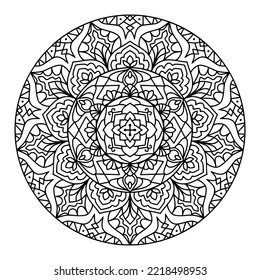 Mandala Shape for Coloring Book. For Beginner, seniors and children. Hand Draw. Vector Mandala. Floral. Flower. Oriental. Book Page. Decoration in ethnic oriental. Outline.