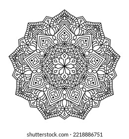 Mandala Shape for Coloring Book. For Beginner, seniors and children. Hand Draw. Vector Mandala. Floral. Flower. Oriental. Book Page. Decoration in ethnic oriental. Outline.