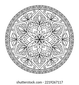 Mandala Shape for Coloring Book. For Beginner, seniors and children. Hand Draw. Vector Mandala. Floral. Flower. Oriental. Book Page. Decoration in ethnic oriental. Outline.