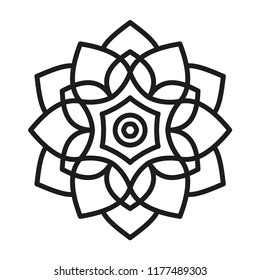 Mandala Shape for Coloring. Floral Kaleidoscope Ornament. Vector.