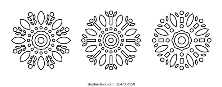 Mandala Shape for Coloring. Vector Mandala Set. Floral. Flower. Oriental. Book Page. Outline.
