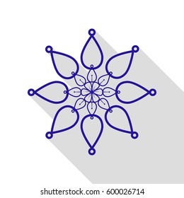 Mandala sign illustration. Vector. Blue icon with flat style shadow path on white background.