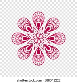 Mandala sign illustration. Vector. Bordo icon on transparent background.