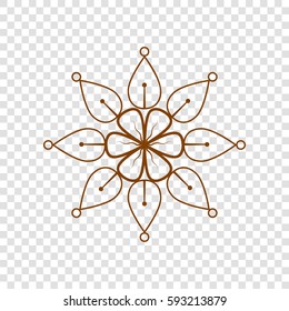 Mandala sign illustration. Vector. Brown icon on transparent background.