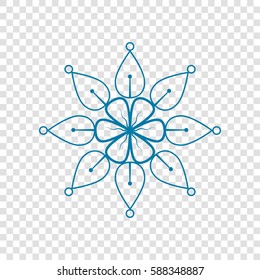 Mandala sign illustration. Vector. Cerulean icon on transparent background.