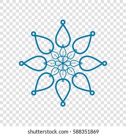 Mandala sign illustration. Vector. Cerulean icon on transparent background.