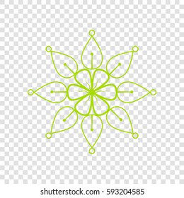 Mandala sign illustration. Vector. Chartreuse icon on transparent background.