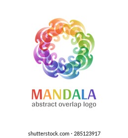 Mandala sign logo, transparent overlap cycle business corporate multicolor ornament