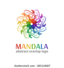 Mandala sign logo, transparent overlap cycle business corporate multicolor ornament