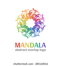 Mandala sign logo, transparent overlap cycle business corporate multicolor ornament