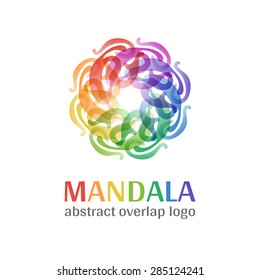 Mandala sign logo, transparent overlap cycle business corporate multicolor ornament