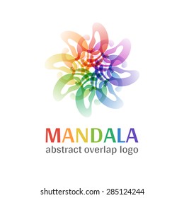 Mandala sign logo, transparent overlap cycle business corporate multicolor ornament