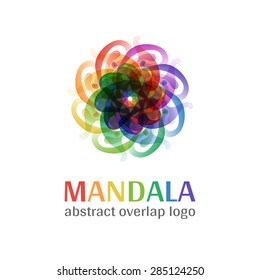 Mandala sign logo, transparent overlap cycle business corporate multicolor ornament