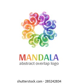Mandala sign logo, transparent overlap cycle business corporate multicolor ornament