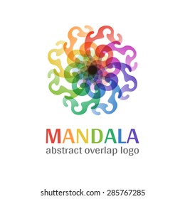 Mandala sign logo, transparent overlap cycle business corporate multicolor ornament