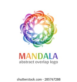 Mandala sign logo, transparent overlap cycle business corporate multicolor ornament