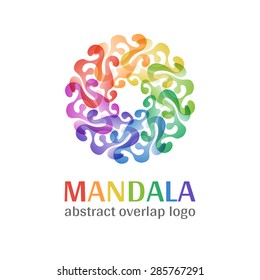 Mandala sign logo, transparent overlap cycle business corporate multicolor ornament
