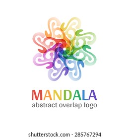 Mandala sign logo, transparent overlap cycle business corporate multicolor ornament