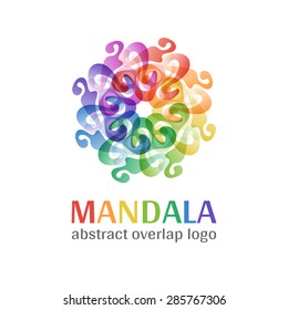 Mandala sign logo, transparent overlap cycle business corporate multicolor ornament