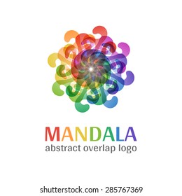 Mandala sign logo, transparent overlap cycle business corporate multicolor ornament