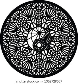 mandala with the sign of yin-yang