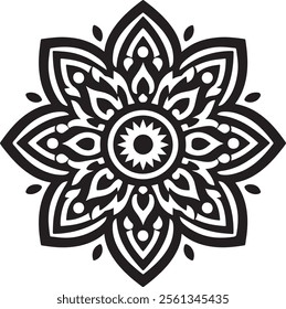 Mandala Silhouette Vector Design With White Background