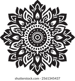 Mandala Silhouette Vector Design With White Background