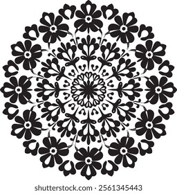 Mandala Silhouette Vector Design With White Background