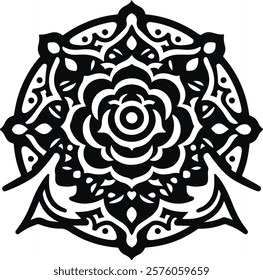 Mandala silhouette vector on a white background, mandala design for coloring book, vector mandala design