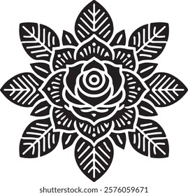 Mandala silhouette vector on a white background, mandala design for coloring book, vector mandala design