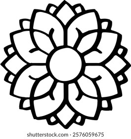 Mandala silhouette vector on a white background, mandala design for coloring book, vector mandala design