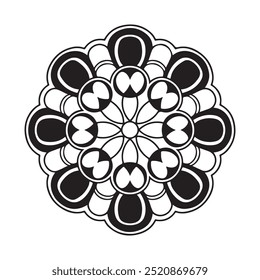 Eine Mandala-Silhouette, Vektorgrafik mit weißem Hintergrund