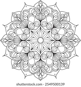 Mandala silhouette vector with white background: Black mandala pattern, black silhouette, white background. Luxury ornamental mandala design, vector art illustration