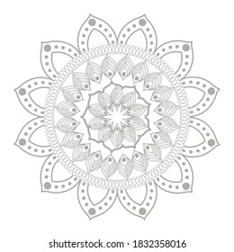 Diseño en forma de flor plateada de Mandala del indio ornamento bohemico y tema de decoración Ilustración vectorial