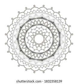 Diseño en forma de flor plateada de Mandala del indio ornamento bohemico y tema de decoración Ilustración vectorial