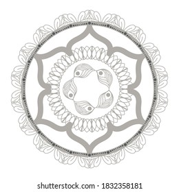 Mandala silver flower shaped design of Bohemic ornament indian and decoration theme Vector illustration