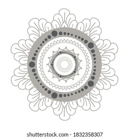 Diseño en forma de flor plateada de Mandala del indio ornamento bohemico y tema de decoración Ilustración vectorial