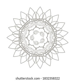 Diseño en forma de flor plateada de Mandala del indio ornamento bohemico y tema de decoración Ilustración vectorial