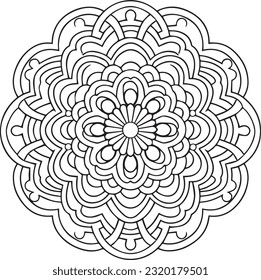 Mandala , Simple Coloring Book For Kid, Vector