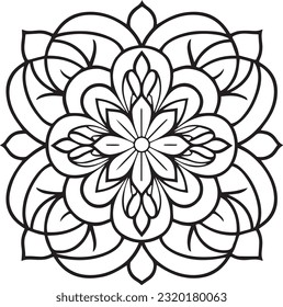 Mandala , Simple Coloring Book For Kid, Vector