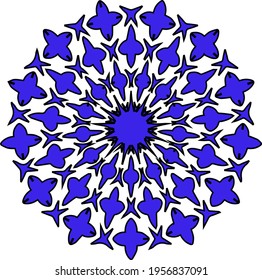 mandala with simple colors .Vector hand drawn doodle mandala.Isolated. 